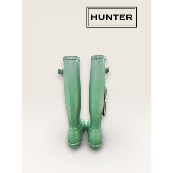 NIB Hunter Original Tall Rain Boots Swamp Green Women’s US 7 EU 38 Waterproof - Picture 2 of 4